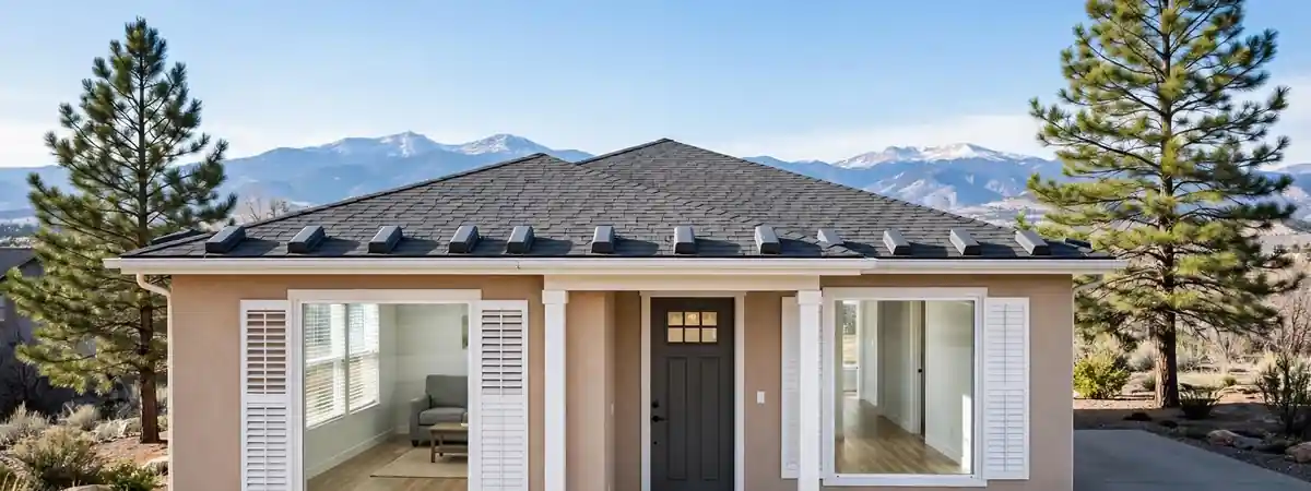 Mold removal services Littleton, CO: a home with the Front Range behind it, ready for a free moisture and mold check